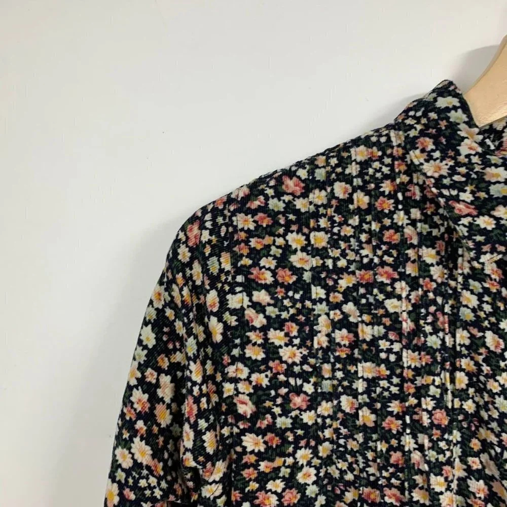 Birds of Paradise Trovata Women's Ditsy‎ Floral Pattern Corduroy Shirt Size XS - Picture 3 of 14